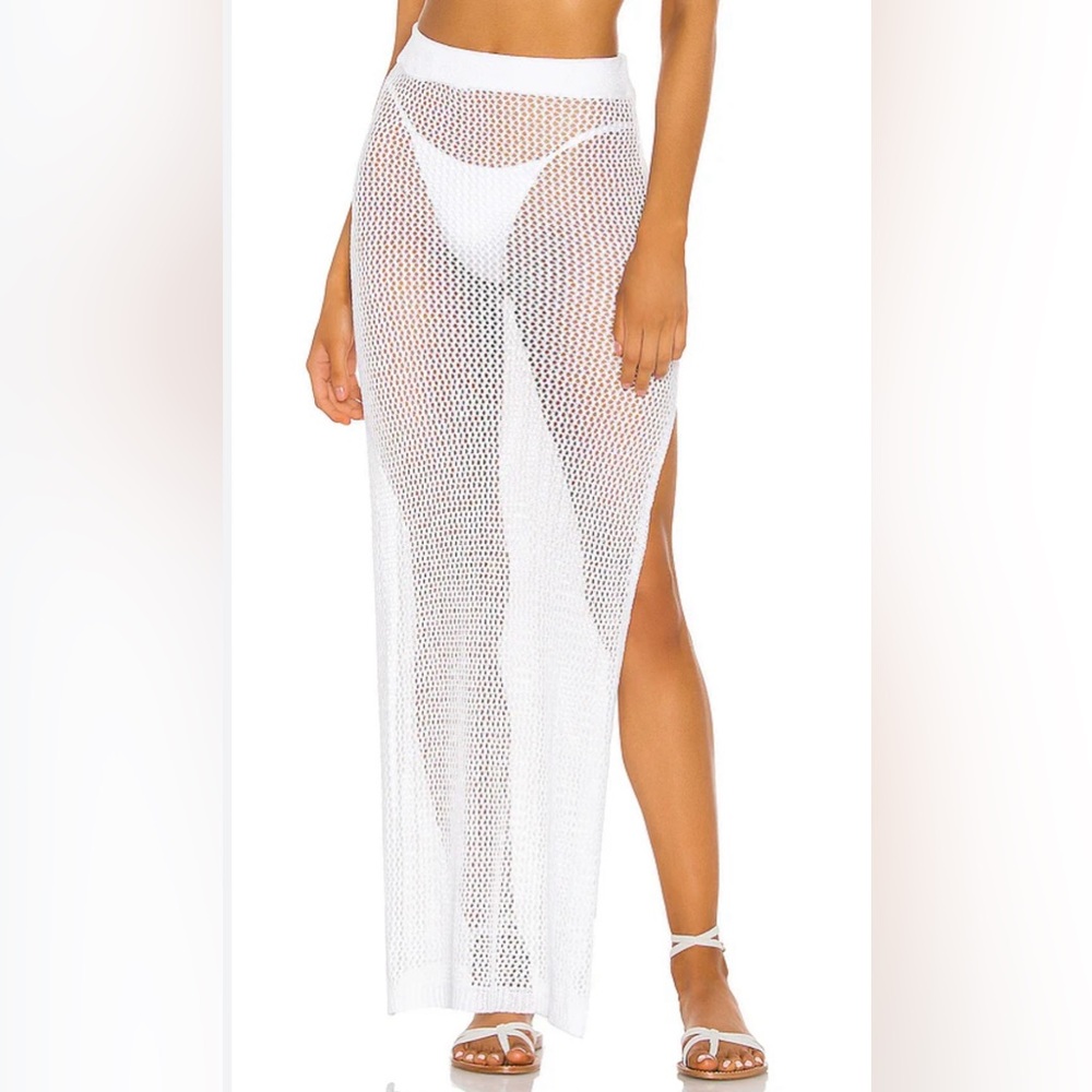 Elegant White Mesh Swim Cover-Up